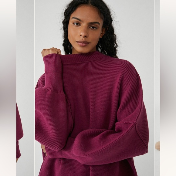 Free People Easy Street Tunic in Maroon (Red Motif) - Picture 3 of 4